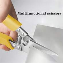 1pc Heavy‑Duty Multi‑Purpose Tin Snips, Spring‑Loaded Sheet Metal Cutting Shears, Non‑Slip Handle Industrial Scissors For Sheet Metal, Copper Wire, Electrical Wire, PVC Pipe, Carpet DIY Hand Cutting Tool - A - View 6