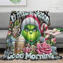 The Grinch بطانية فلانيل وحش أخضر، بطانية فلانيل ناعمة دافئة سميكة للشتاء، بطانية قيلولة مكتبية بشخصية كرتونية أنمي لطيفة، بطانية دافئة للتخييم في الهواء الطلق، بطانية سرير ومرتبة دافئة للشتاء، بطانية أريكة، بطانية سفر، بطانية سرير، بطانية تكييف هواء، بطانية شال دافئة لمقعد السيارة، هدية عيد الميلاد للعائلة والأصدقاء، زي هالوين - متعدد الألوان - مشاهدة 2