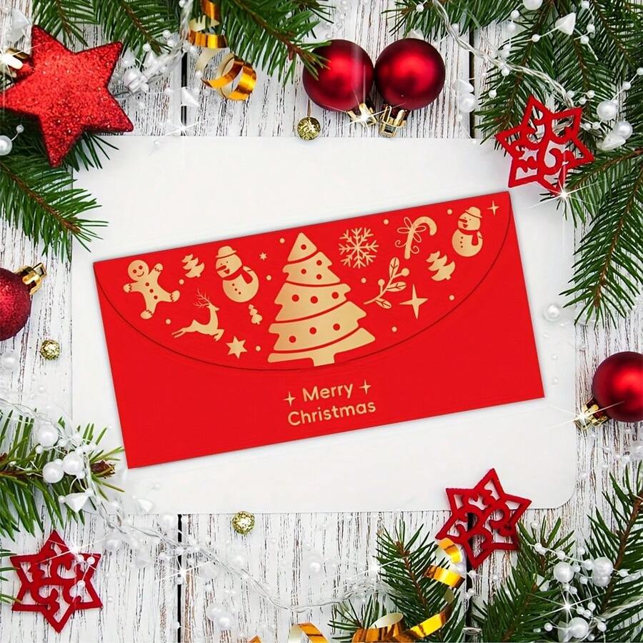 10/5/1pc Cash Gift Envelopes, Christmas Cash Envelopes With Gold Foil Seal, Suitable For Christmas, Holidays, New Year And Spring Festival Cash Storage - A - View 1