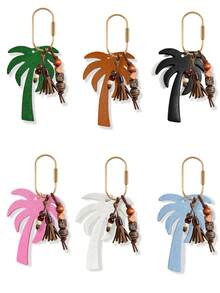 Date Palm Tree Keychain,Boho Keychain,Keychain,Bag Charm,Wood Bead Tassel Pendant,Car Key,Girls Gift,Backpack Decor,Commemorative Pendant,Back To School Gift,Date Palm Tree,Middle East National Day Souvenir,Travel Souvenir - Multicolor - View 11