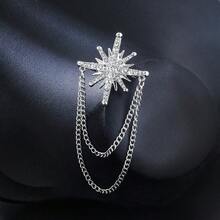 1pc Elegant Alloy Rhinestone Star Chain Cross Brooch, Suitable For Men And Women Daily And Party Wear - Cross - View 4