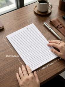 5/3/1pc Lined Letter Writing Paper, Double‑Sided Non‑Bleed Through Draft Paper, Single Line Stationery Sheet For Students, Handwriting Letters Notes, Back‑To‑School Essential Supplies For School Office Home Daily Note Taking - Multicolor - View 8