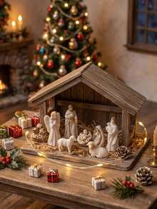 7pcs Christmas Nativity Scene Set, Mini Jesus Birth Scene Figurines, Including Virgin Mary, Joseph, Baby Jesus, Angel, Sheep Holy Family Statues, Religious Christmas Decor, Suitable For Home, Desk, Bookshelf, Office Table Mini Display Ornament - A - View 6