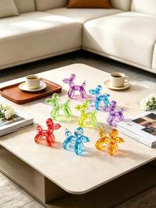 20/10pcs Colorful Balloon Dog Figurines, Desktop Decor, Mini Crystal Texture, Suitable For Living Room, Entryway, Coffee Shop, Halloween Tabletop, Holiday, Micro Landscape Decoration, Birthday Gift Bags, Party Fillers And Various DIY Craft Accessories - Multicolor - View 2