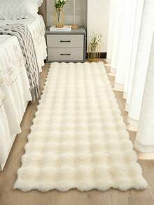 1pc Cream White Bubble Plush Rectangular Rug, Faux Rabbit Fur Carpet, Fluffy Sofa Throw, Holiday Decor, Sofa Decoration, Modern Minimalist Ins Style, Soft And Fluffy Touch, Smooth And Soft, Warm And Comfortable, Winter Warm Plush Rug, Fuzzy Skin-Friendly Material, Non-Slip Bottom, Low Shedding, Easy To Clean And Maintain, Machine Washable, Create Cozy Atmosphere, Suitable For Bedroom, Living Room, Hallway, Study - Cream White - View 3