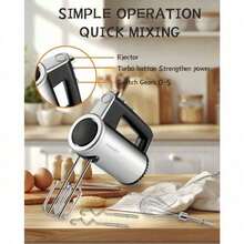 SOKANY 02017 800W 3-In-1 Food Processor, Combines Hand Mixer And Blender, 5 Speed Settings, Quickly Whip Cream, Egg Whites, Knead Dough, 304 Stainless Steel Beaters Easy To Clean, Essential Kitchen Tool For Daily Cooking And Baking - Silver - View 3