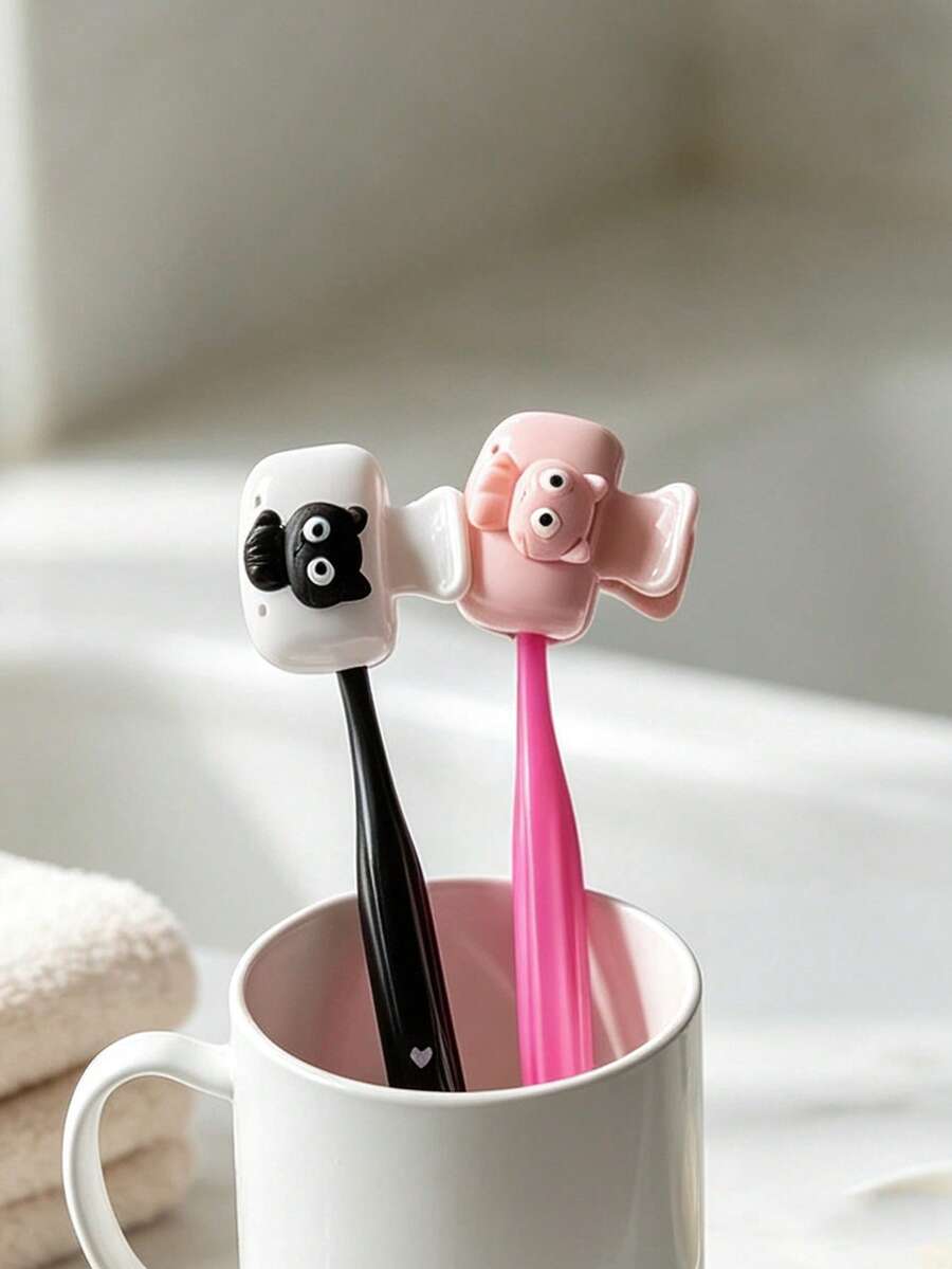 Kitten Toothbrush Holder Set, Kitten-Themed Designs Paired With Premium Toothbrush Holders. Compact, Lightweight, And Easy To Carry, Suitable For Dormitories, Schools - Multicolor - View 1