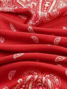 1pc Floral Print Casual Polyester Scarf, Suitable For All Seasons - Red - View 4