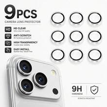 9片裝手機鏡頭保護貼，適用於 Phone 18 Pro Max/Phone 18 Pro/Phone Ultra/Phone 17/17Pro/17Promax/17Air/16 Pro Max/IPhone16 Pro，9H+ 高端防碎鋼化玻璃，防指紋防刮手機鏡頭膜 - 無色 - 查看 27