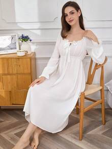 Women's New Spring/Autumn Pure Cotton Long Sleeve Pajamas, Can Be Worn As Loungewear - White - View 1