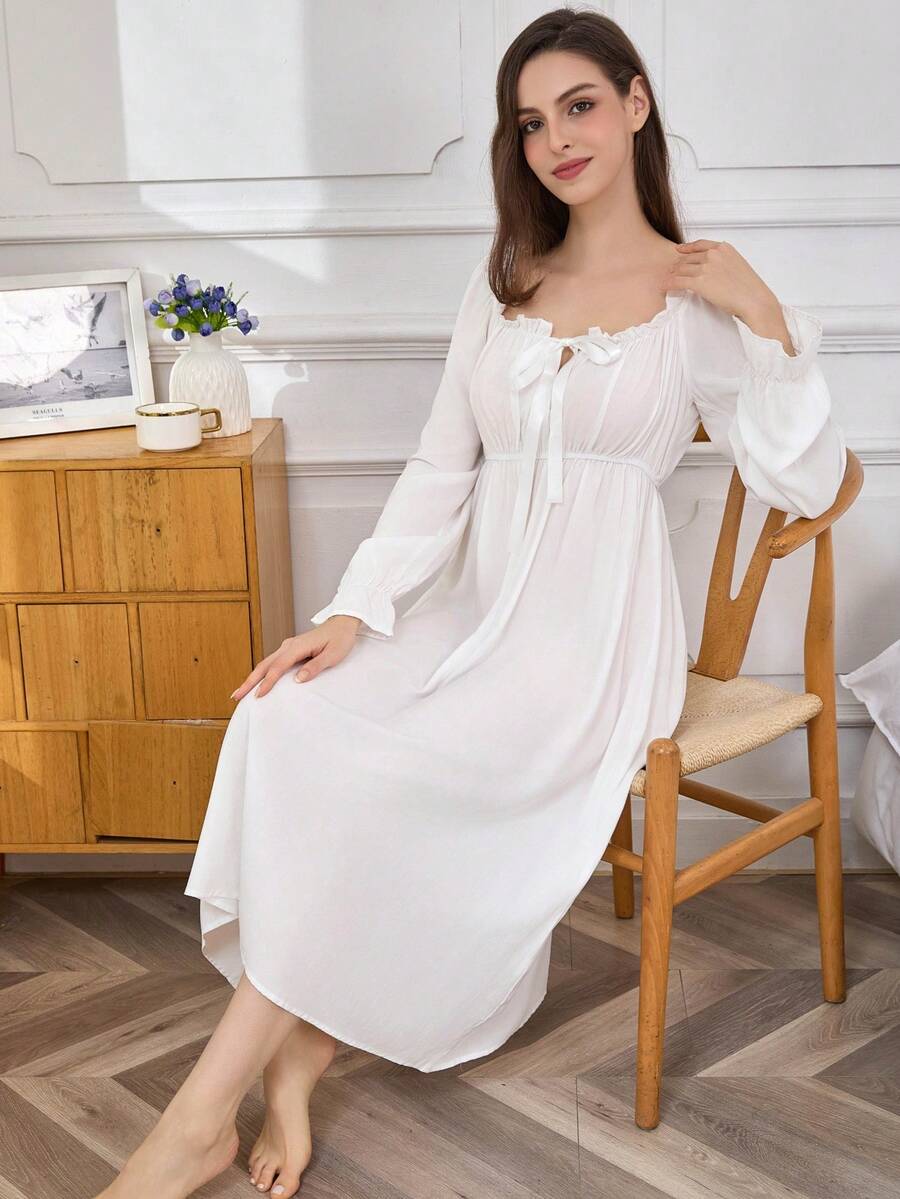 Women's New Spring/Autumn Pure Cotton Long Sleeve Pajamas, Can Be Worn As Loungewear - White - View 1