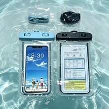 Wasserdichte Handy-Tasche, hochtransparenter PVC-Material, geeignet für Schwimmen, Tauchen und Strandurlaub. In Schwarz und Blau erhältlich, kompatibel mit Handys unter 7,2 Zoll. - Blau + Schwarz - Übersicht 7