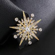 1pc Elegant Alloy Inlaid Sparkling Rhinestone Star & Sun Decorative Brooch, Suitable For Men & Women Daily Wear And Party - Star - View 1