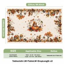 1pc Autumn Forest Animal Tablecloth, Squirrel Hedgehog Maple Leaf Pumpkin Thanksgiving Harvest Print Pattern, Single-Sided Print, Suitable For Tabletop, Washable And Reusable, Suitable For Indoor, Outdoor, Yard, Wedding, Banquet, Party, Outdoor Dining, Craft Exhibition, Banquet Event Decoration - Multicolor - View 12