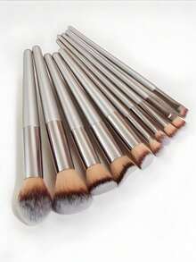 1 Set Champagne Gold Makeup Brush Set Full Face Eye Brush High-End Beauty Makeup Tools, Makeup Brushes/Makeup Brush Set - Grey - View 1