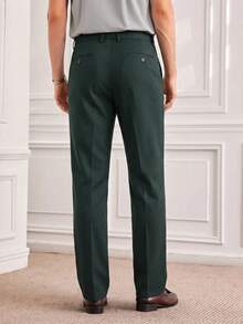 Officeau Men's Dark Grey Straight Leg Suit Pants, For Formal Business/Office, Gift For Father/Husband - Dark Grey - View 2