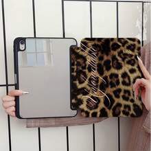 1pc Faux Fur Leopard Print Unforgettable Cursive Letter Print Three-Fold Protective Case Auto Sleep Wake Shockproof Clear Back Tablet Cover Compatible With IPad 10th Gen Smart Case/11(A16 2025)/Compatible With Samsung Galaxy S9/S7/S10+/Compatible With Xiaomi/Compatible With Huawei - Multicolor - View 4