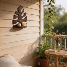 Wooden Decorative Candle Tray, Leaf Design Wall Mount Tray, Leaves Candle Stand Holder For Bedroom Living Room Home Decor - Brown - View 6