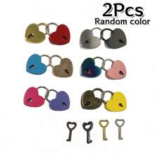 1Pc/2/3/4Pcs Mini Heart-Shaped Lock With Key, Diary Lock, Jewelry Box Lock, Privacy Lock, Suitable For Luggage, Keepsake Box, Random Color - Multicolor - View 15