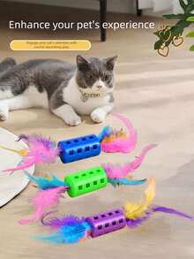 New Pet Double-Headed Feather Wand Cat Self-Entertainment Toy With Colorful Tassels And Bell Pet Supplies Toy - View 3