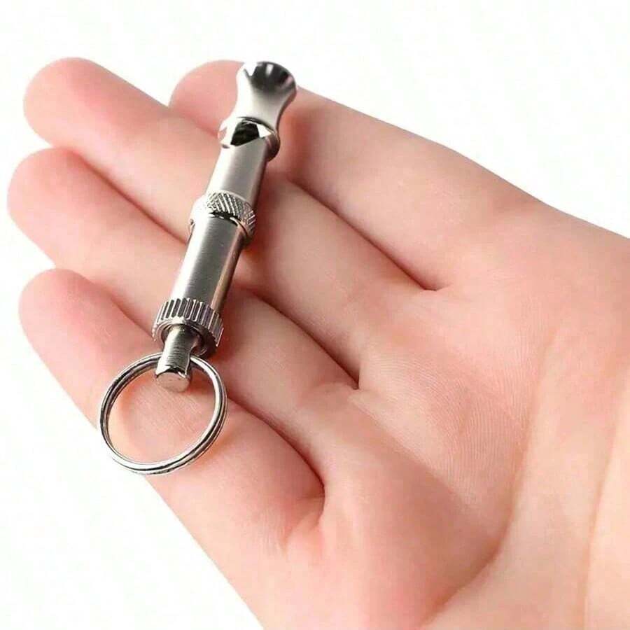 Silent Dog Whistle, Stops Dog Barking - Ultrasonic Adjustable Tone Pet Training Tool, With Keychain, No Battery Required (Silver) - Multicolor - View 1