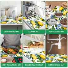 1pc Lemon Pattern Diatomaceous Earth Absorbent Dish Drying Mat, Pastoral Style, Suitable For Kitchen Countertop, Home Dining Table Decor, Coffee Machine Mat, Breakfast Mat, Table Mat And Holiday Party Decoration - Multicolor - View 8