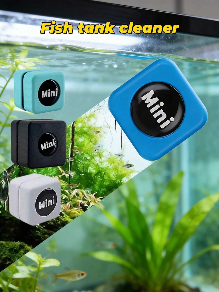 1pc Magnetic Fish Tank Cleaner With Double-Sided Scrubbing Pad, Fish Tank Cleaning Tool, Curved Design Algae Scraper, Aquarium Accessory, Glass Cleaner, Washing Tool, Perfect For Maintaining Home Aquarium Hygiene, Random Color