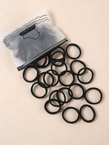 20/50/100/200pcs Women's Black High Elasticity Rubber Band Hair Ties For High Ponytail - Black - View 4