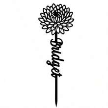 1pc Customized Floral Memorial Stake, Metal Tombstone, Rose Cemetery Plaque, Birth Flower, Memorial Garden Stake - Black - View 26