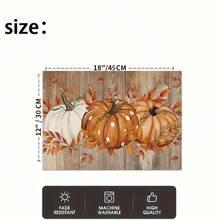 1/4/6pcs Autumn Series Wooden Pumpkin Pattern Printed Placemats, Heat Resistant Table Mats For Home Kitchen/Dining Table Protection, Party Scene Decor - Multicolor - View 5