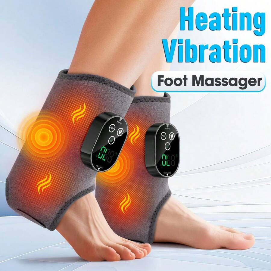 Hailicare Cordless Heated Foot & Ankle Massager, Rechargeable Vibration Wrap For Tired Feet, Portable Relief