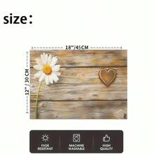 1/4/6pcs Autumn Series Daisy Heart Wood Grain Pattern Printed Placemats, Heat-Resistant Table Mat For Home Kitchen/Dining Table Protection, Kitchen Table Party Scene Decoration - Multicolor - View 6
