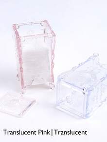 1 Box Nail Makeup Removal Pads Storage Box Translucent Pink/Clear Vintage Elegant Butterfly Pattern Dustproof Container For Pads, Swabs, Beauty Sponges, And Cosmetics Nail Tools Nail Supplies - Multicolor - View 9