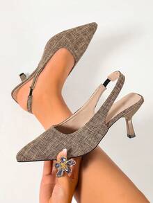 Black High Heel Pumps Women's Stiletto Heels Business Shoes - Brown - View 4