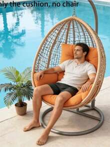 1pc Modern Metal Rocking Chair, Single Hanging Chair With Cushion, Multifunctional Indoor Bedroom Sofa Chair, Home Balcony Living Room Leisure Chair - Multicolor - View 4