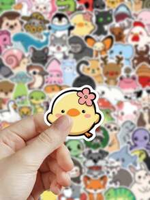 100pcs Cute Cartoon Animal Stickers, Watercolor Animal Stickers, Zoo Stickers, Decorative Stickers, Stationery Stickers, Waterproof Vinyl Stickers, Suitable For Water Bottles, Computers, Laptops, Phones, Suitcases, Notebooks, Refrigerators And More. - J - View 6