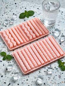 12-Cavity Long Strip Textured Silicone Chocolate Mold, Geometric/Twist Design, Pink Candy Dessert Bar Cookie DIY Baking Tool, Easy Release, Heat Resistant - Multicolor - View 3