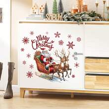 1pc Santa Claus, Reindeer And Snowflake Toilet Sticker | Matte PVC Material | Bedroom Wall Decal | Self-Adhesive Decorative Sticker | Removable (No Residue) | Bathroom Decor | Home Decor | Holiday Atmosphere - View 7