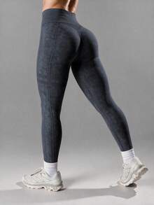 Women'S Seamless Outdoor Matte Sports Yoga Pants, High Waist High Elasticity Sweat-Wicking, & Skin-Friendly Tights Black Spring Fall - Black - View 5