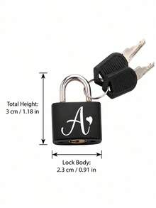 Portable Small Plastic Luggage Lock With White Heart Pattern And A-Z Letters, Includes 2 Keys. This Mini Metal Key Lock Is Suitable For Travel Bags, Backpacks And Suitcases, And Is An Ideal Gift For Back To School Or Graduation Season. - Multicolor - View 7