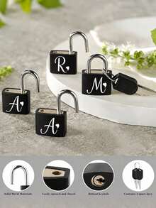 Portable Small Plastic Luggage Lock With White Heart Pattern And A-Z Letters, Includes 2 Keys. This Mini Metal Key Lock Is Suitable For Travel Bags, Backpacks And Suitcases, And Is An Ideal Gift For Back To School Or Graduation Season. - Multicolor - View 3
