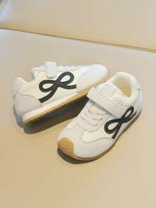 Girls' Sports Shoes With Bow Pattern, Soft Sole Kids' Casual Sneakers, Style - Beige - View 6