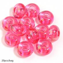 20pcs/Pack 14*8mm Acrylic Transparent Coated Large Hole Flat Beads DIY Phone Chain Necklace Keychain Decoration Loose Beads Handicrafts Home Decor Flat Round Beads - Transparent Plated Large Hole Flat Bead - View 8