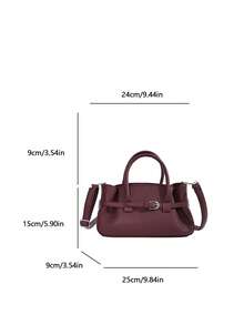 1 buah Tas Tangan Motif Leci Warna Solid Terbaru, Tali Bahu Berkerut, Tali Bahu yang Dapat Dilepas dan Disesuaikan, Tas Selempang, Cocok untuk Universitas, Perjalanan, Belanja, Jalan-jalan, dan Penggunaan Sehari-hari - Burgundy - View 3