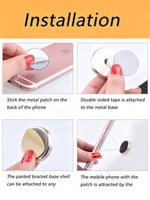 2pcs/1pc Car Round Magnetic Phone Holder, Strong Magnetic Car Mount, Multi-Angle Adjustable, Dashboard Adhesive Installation, Convenient For Driving Navigation And Calls, No Obstruction Of View, Magnetic Design For Quick Access - A - View 7
