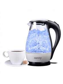 CAMRY Glass Electric Kettle, Glass Tea Kettle, 1.7L Water Kettle - LED Illumination, Boil-Dry Protection, Auto Shut-Off, White - EU E Type Plug(220-240V) - View 4