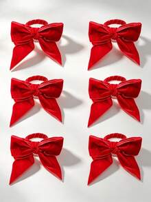 12PCS/8PCS/6PCS/2PCS Christmas Elegant Red Bow Napkin Rings - ABS Material, Suitable For Christmas, Valentine's Day, Weddings, Birthdays, Parties And Daily Dining - Table Decoration, Napkin Holder, Party Tableware Storage Rack - Durable And Easy To Clean, Fashionable Tableware, Home Decor Velvet Ribbon Bow Napkin Rings, Handmade. - Multicolor - View 13