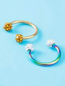 1/5pcs Fashion Soft Clay Rhinestone Round Decorative Nose Ring Septum Ring Lip Ring Suitable For Women's Daily Wear - Drill Ball - View 6