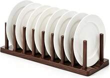 Multifunctional Dish Rack For The Kitchen, 35 * 12.5 * 11 Cm, Suitable For Use On The Worktop Or In A Cupboard; For Storing Plates, Pot Lids, Cutting Boards, Cookware And Baking Utensils; Suitable For Storing And Placing Various Items - Brown - View 2