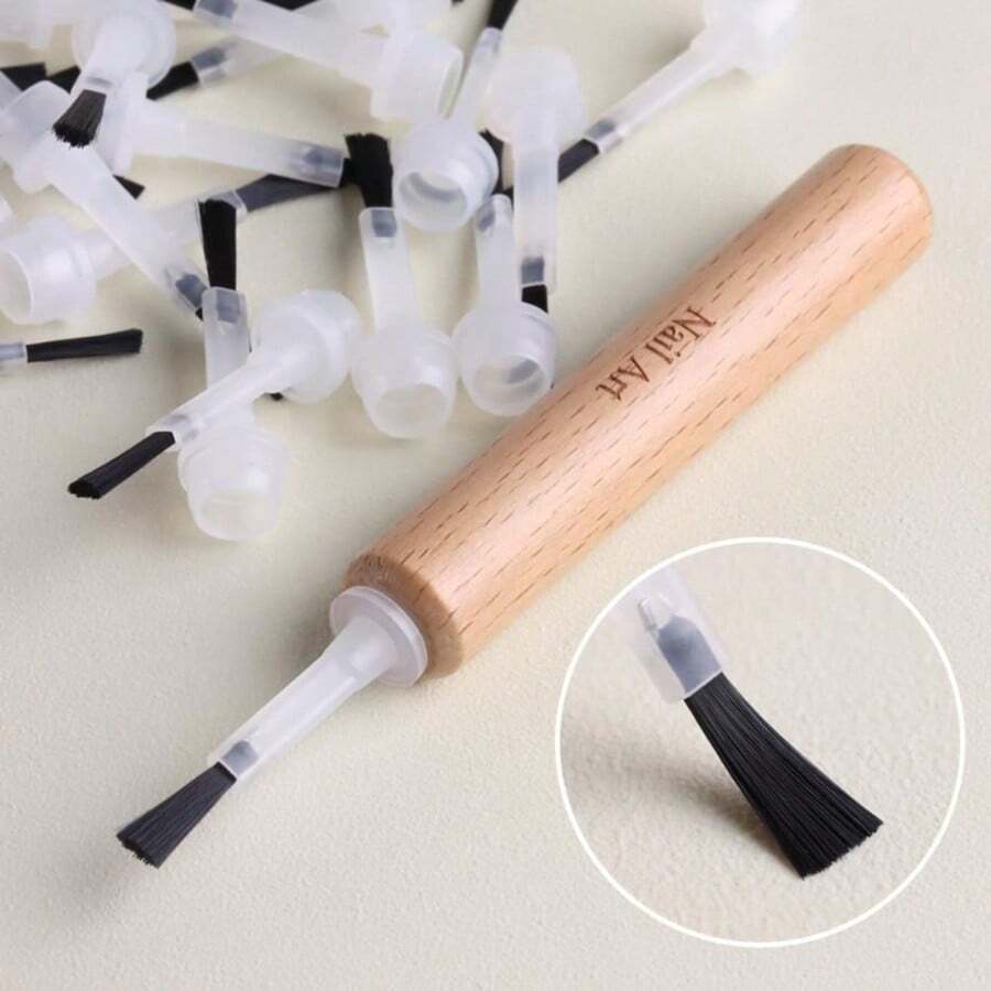 51pcs Nail Brush Set With Detachable Wooden Handle - Professional Grade Nail Polish Brushes, Multi-Functional Nail Art Tools, High-Quality Brushes, Ergonomic Design, Durable - Multicolor - View 1